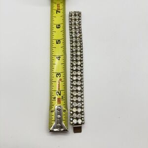 Silver Tone Rhinestone Multi Row Of Clear Crystal Stone Bracelet 7 Inches